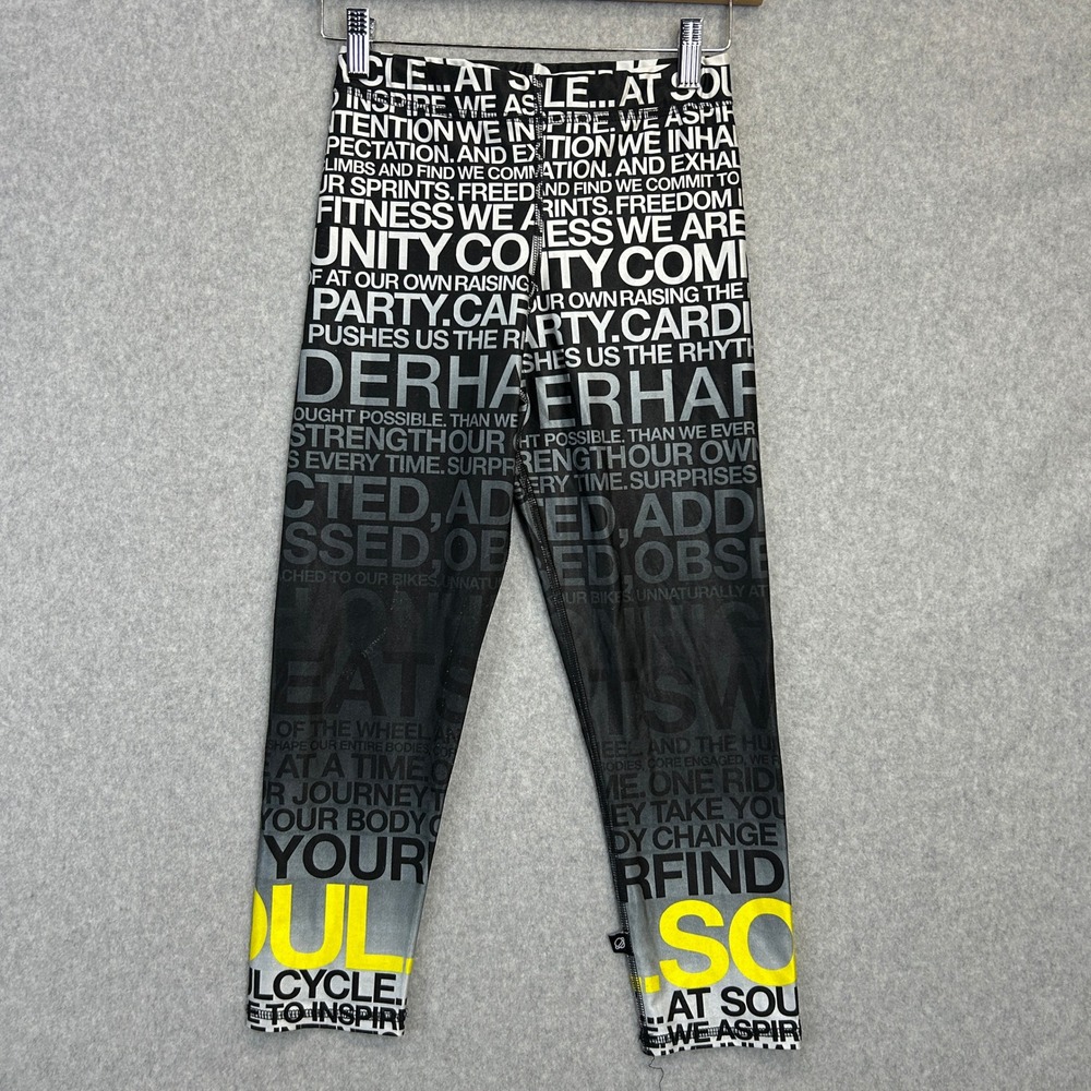 Terez SoulCycle Capri Leggings Spin Black White Graphic Print Crop Womens Small